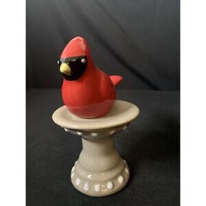 Cardinal Red Bird/ Bird Bath Ceramic Porcelain Salt Pepper Shaker Set